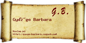 Gyüge Barbara névjegykártya